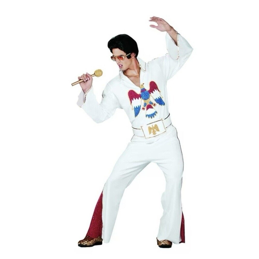 Elvis Presley White Jumpsuit Costume Cosplay  40071 With Sunglasses